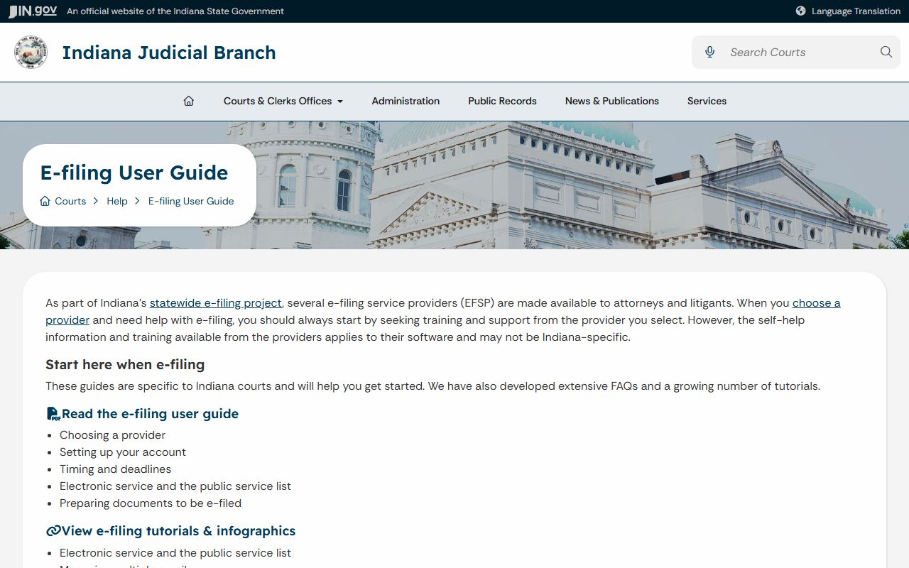 Martin County court records Indiana e-filing help