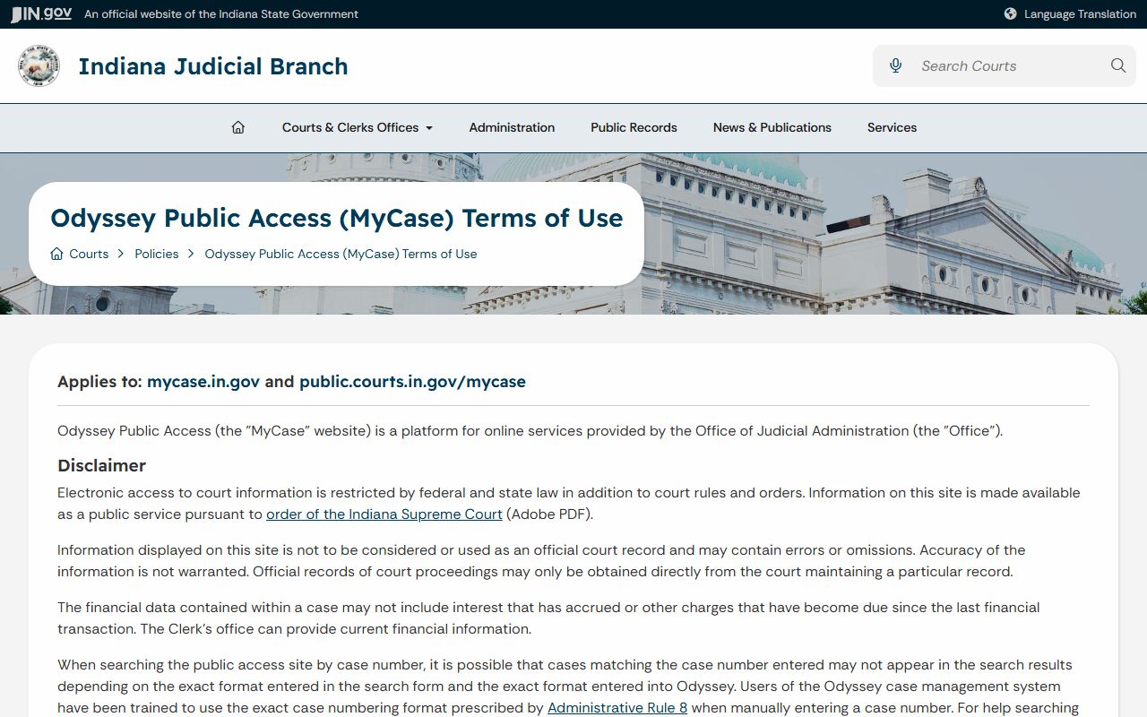 Martin County court records MyCase terms of use