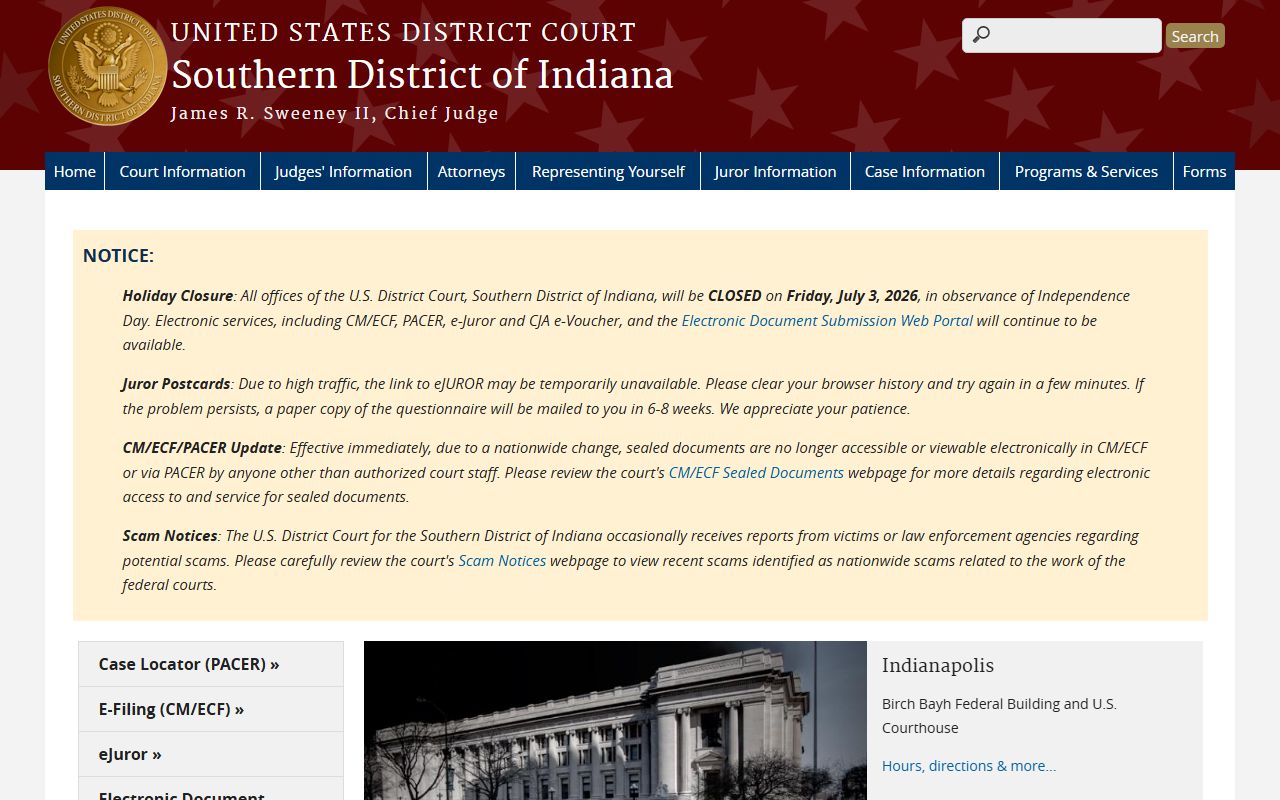Martin County Circuit Court records Southern District of Indiana distinction