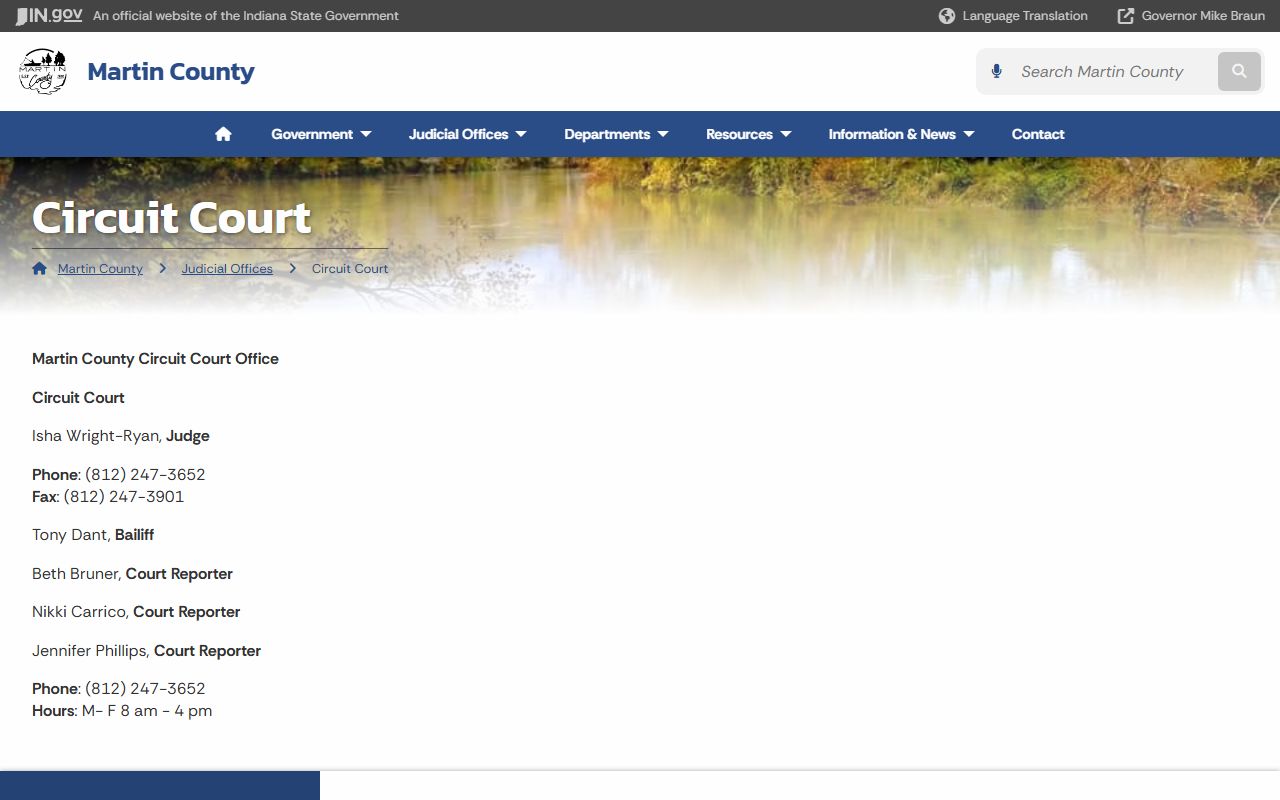 Martin County Court records and Circuit Court office page