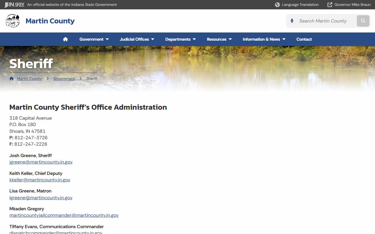 Martin County Sheriff and jail records office page