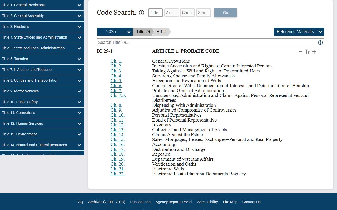 Martin County probate records Indiana probate code